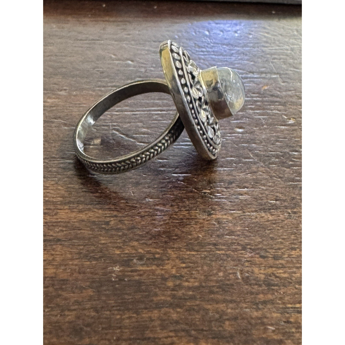.925 Sterling Silver Moonstone Ring Size 6.75