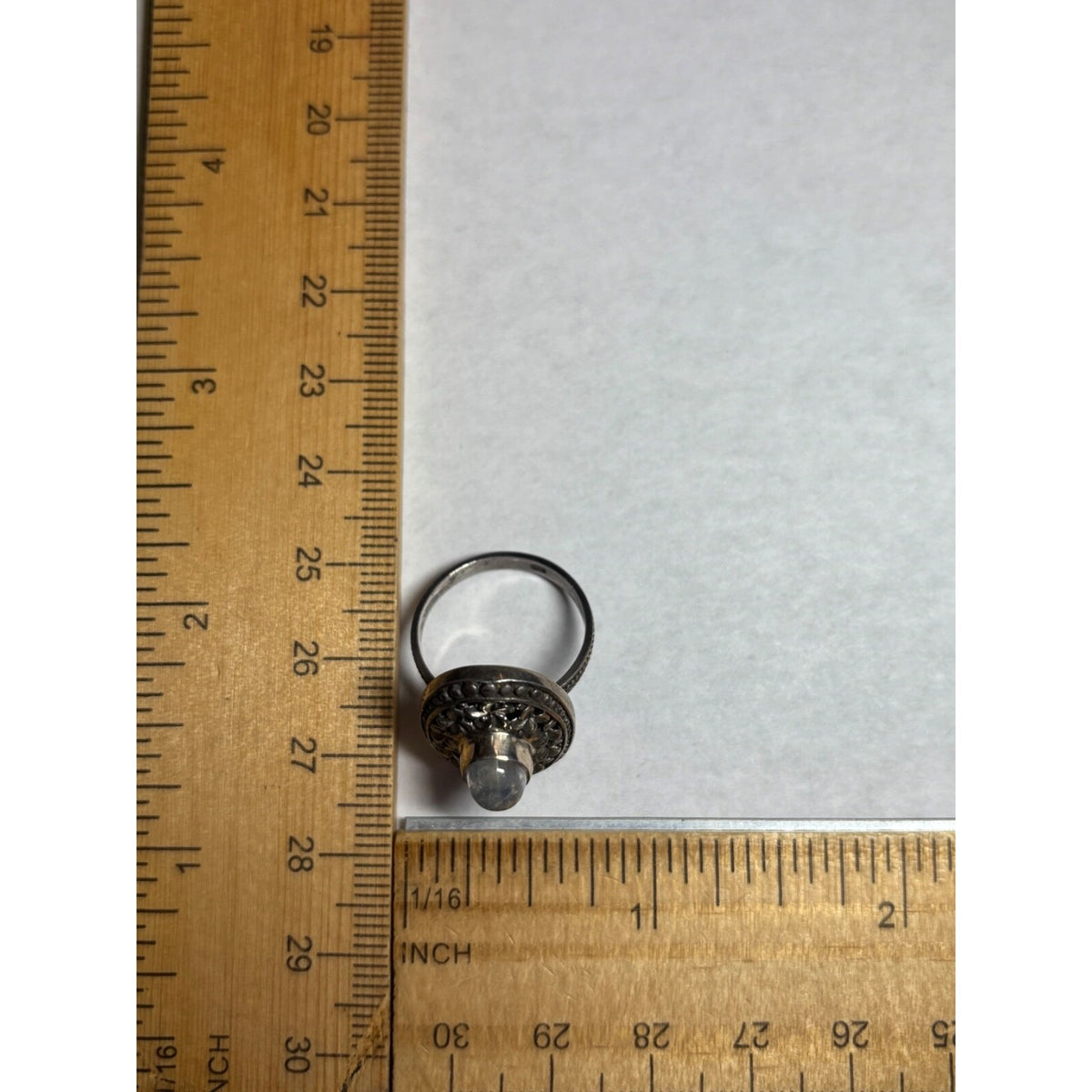 .925 Sterling Silver Moonstone Ring Size 6.75