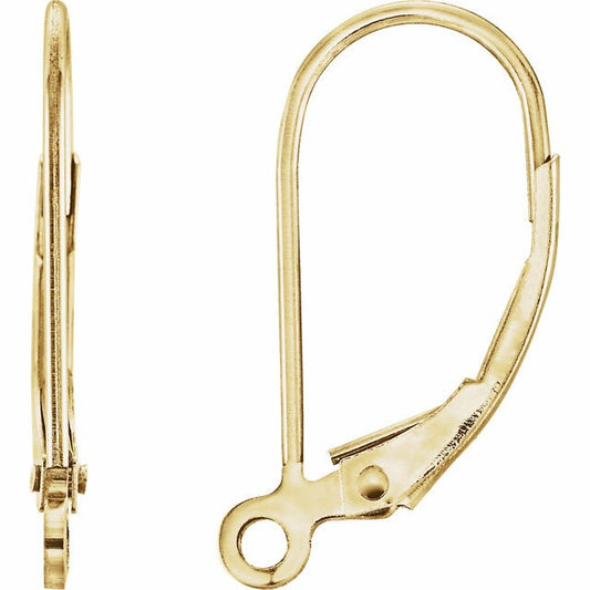 14K Yellow Gold Lever Back Earring (single) 19x8.6 mm
