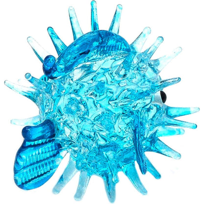 2" Hand Blown Glass Light Blue Puffer Fish Figurine Miniature Collectible