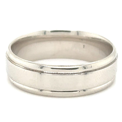 6.6mm Wedding Band Ring 14k White Gold 6.8g Size 9.5