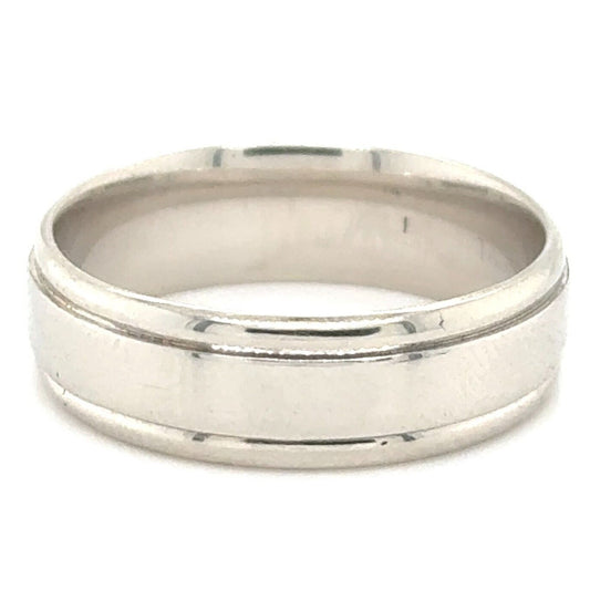 6.6mm Wedding Band Ring 14k White Gold 6.8g Size 9.5