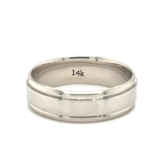 6.6mm Wedding Band Ring 14k White Gold 6.8g Size 9.5