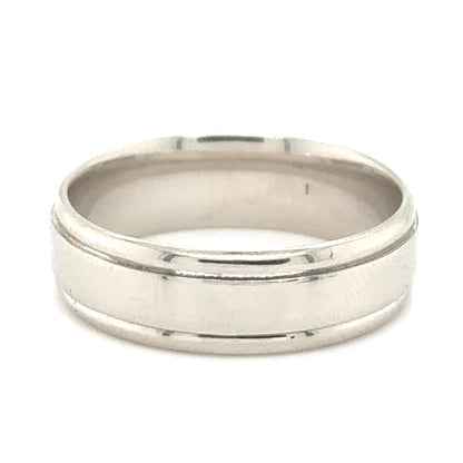 6.6mm Wedding Band Ring 14k White Gold 6.8g Size 9.5