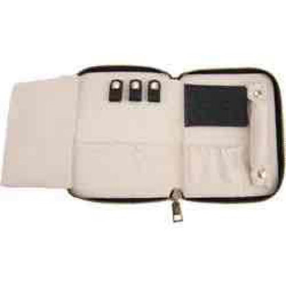 Black Leatherette Travel Organizer With Zipper Closure & Multiple Compartments