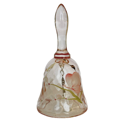 Fenton Pink Bell Hand painted Pink Butterfly with White Floral and Signed