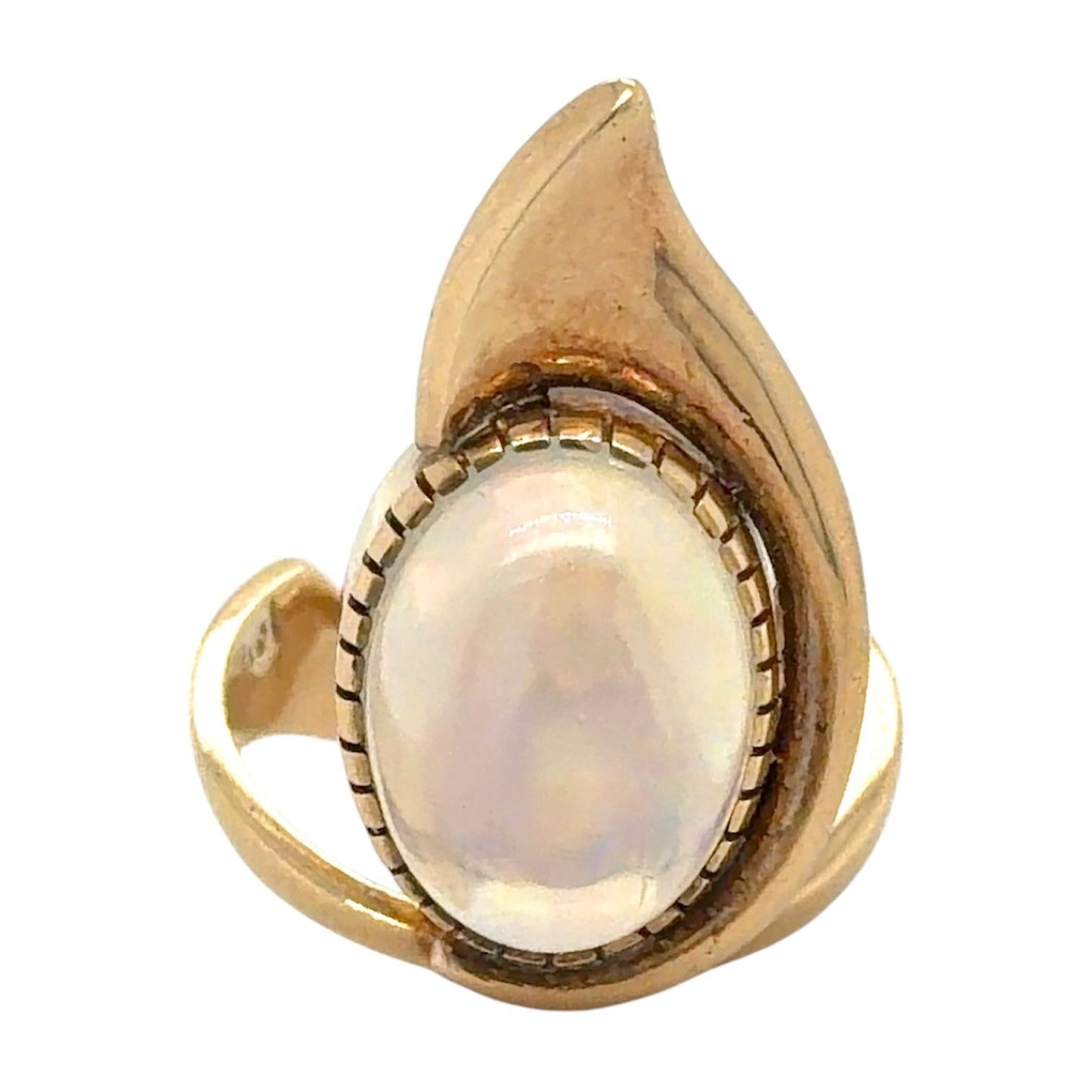 Created Opal Solitaire 14k Yellow Gold Ring 7.4g Size 6.75