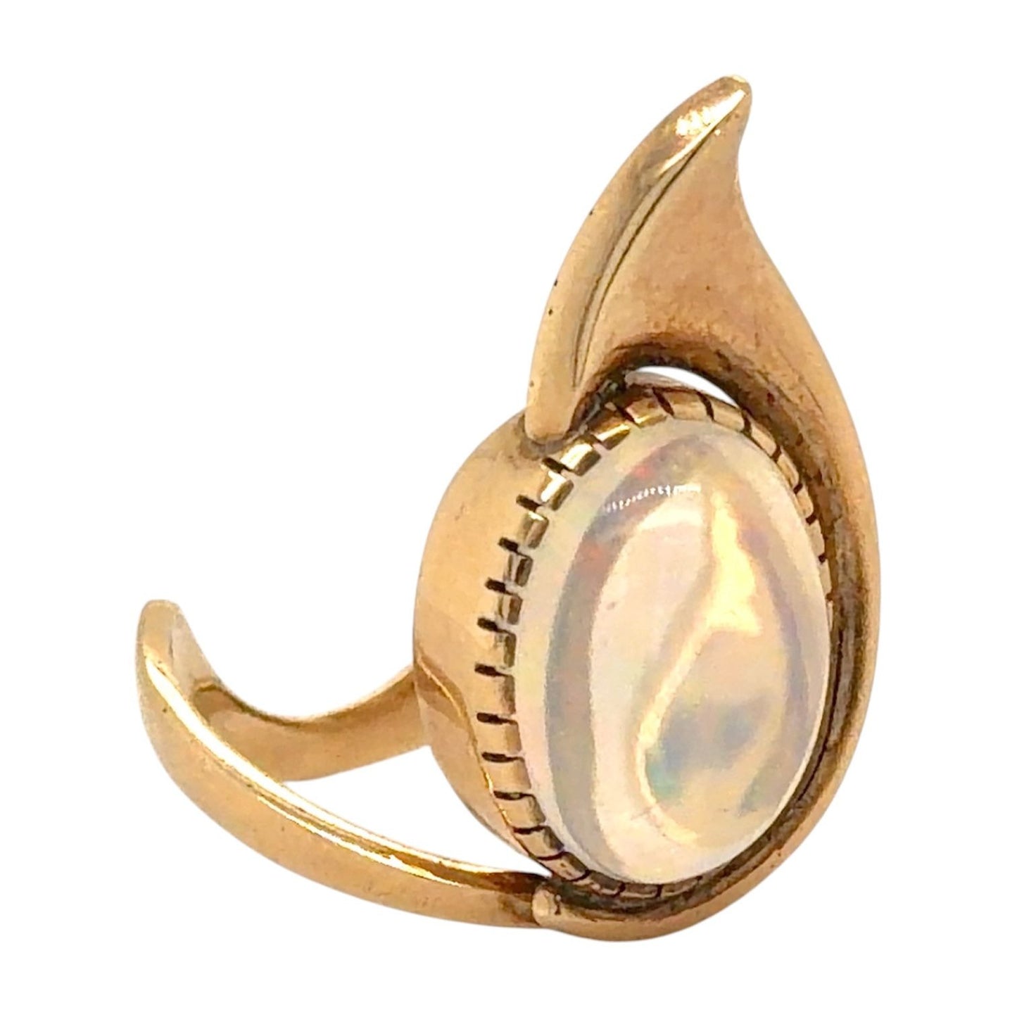 Created Opal Solitaire 14k Yellow Gold Ring 7.4g Size 6.75