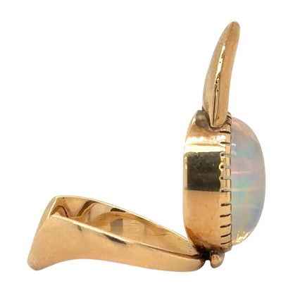 Created Opal Solitaire 14k Yellow Gold Ring 7.4g Size 6.75