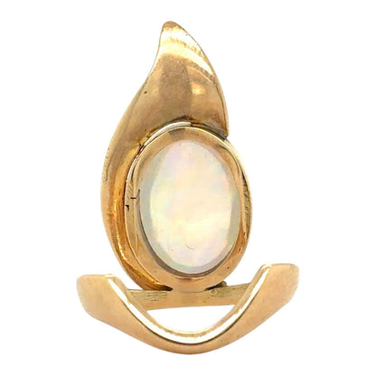 Created Opal Solitaire 14k Yellow Gold Ring 7.4g Size 6.75