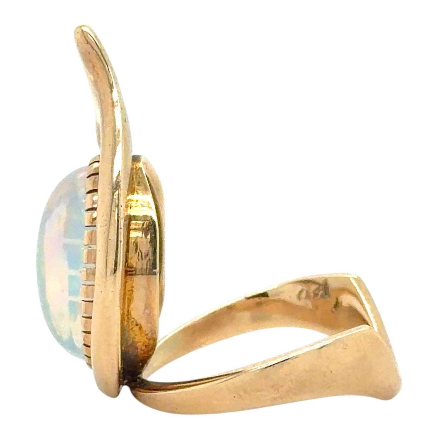 Created Opal Solitaire 14k Yellow Gold Ring 7.4g Size 6.75