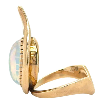 Created Opal Solitaire 14k Yellow Gold Ring 7.4g Size 6.75