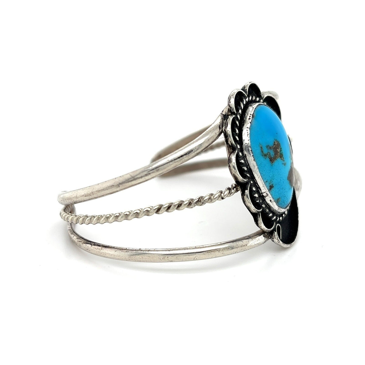 Vintage Turquoise Sterling Silver Cuff Bracelet 20.3g