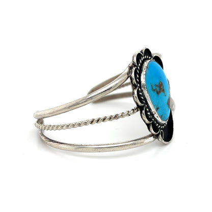 Vintage Turquoise Sterling Silver Cuff Bracelet 20.3g