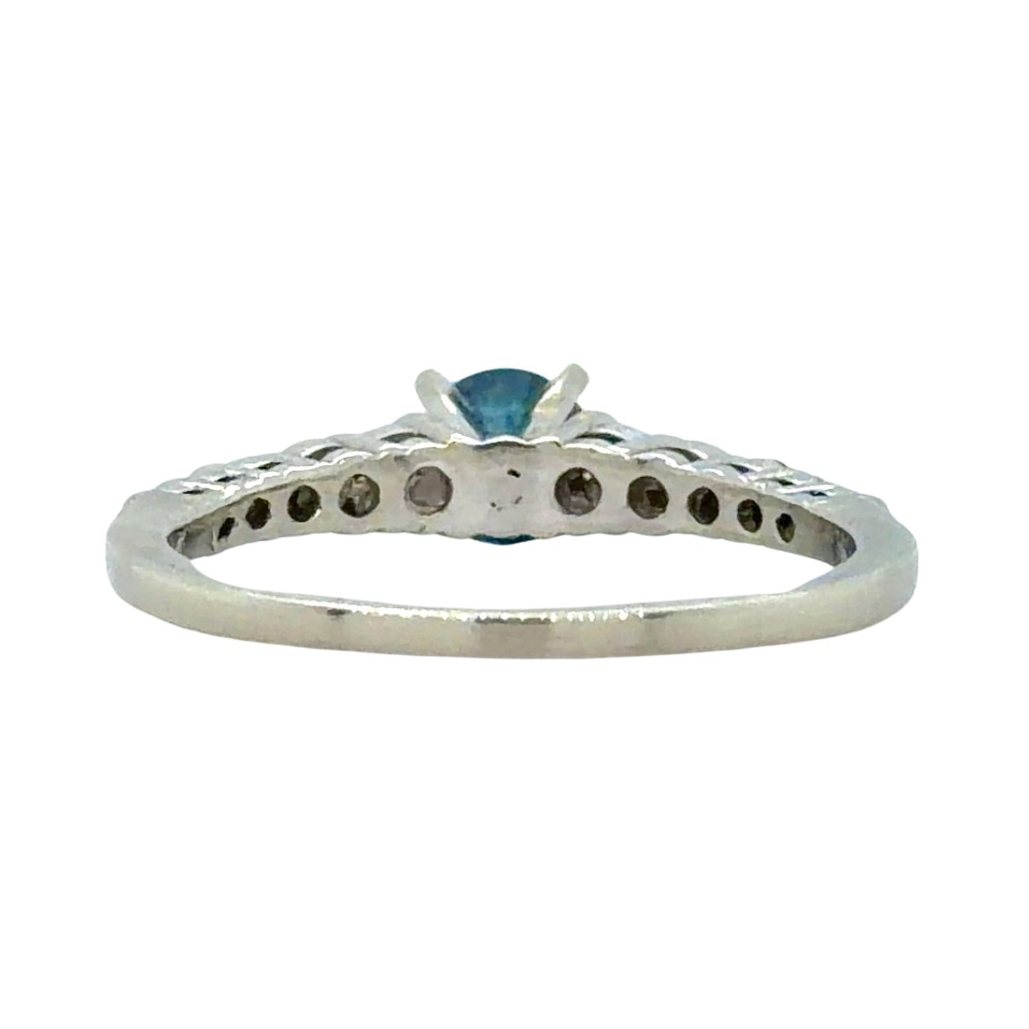 3/4ctw Blue & White Diamond 14k White Gold Ring 2.6g Size 7.75