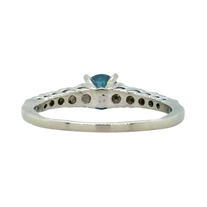 3/4ctw Blue & White Diamond 14k White Gold Ring 2.6g Size 7.75