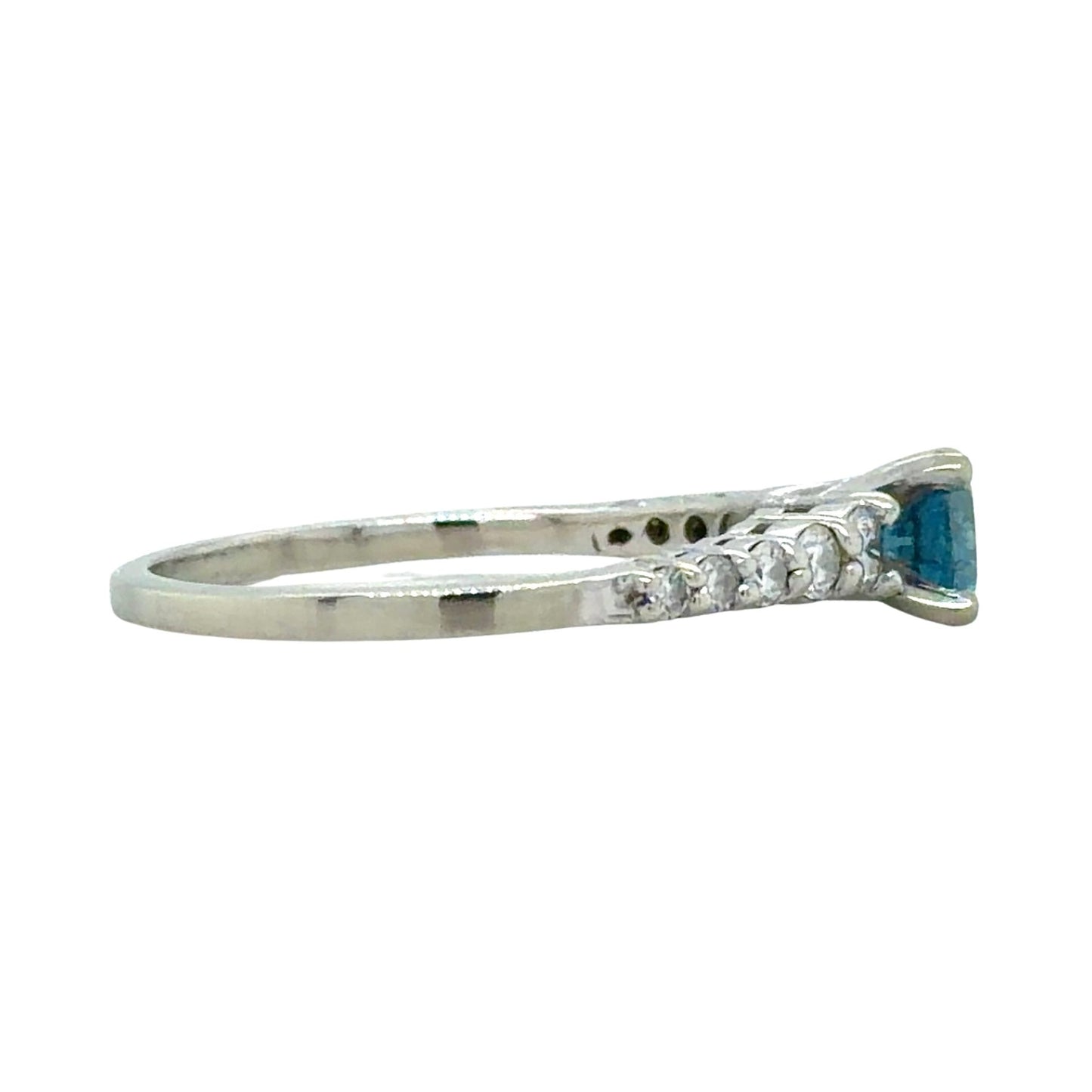 3/4ctw Blue & White Diamond 14k White Gold Ring 2.6g Size 7.75