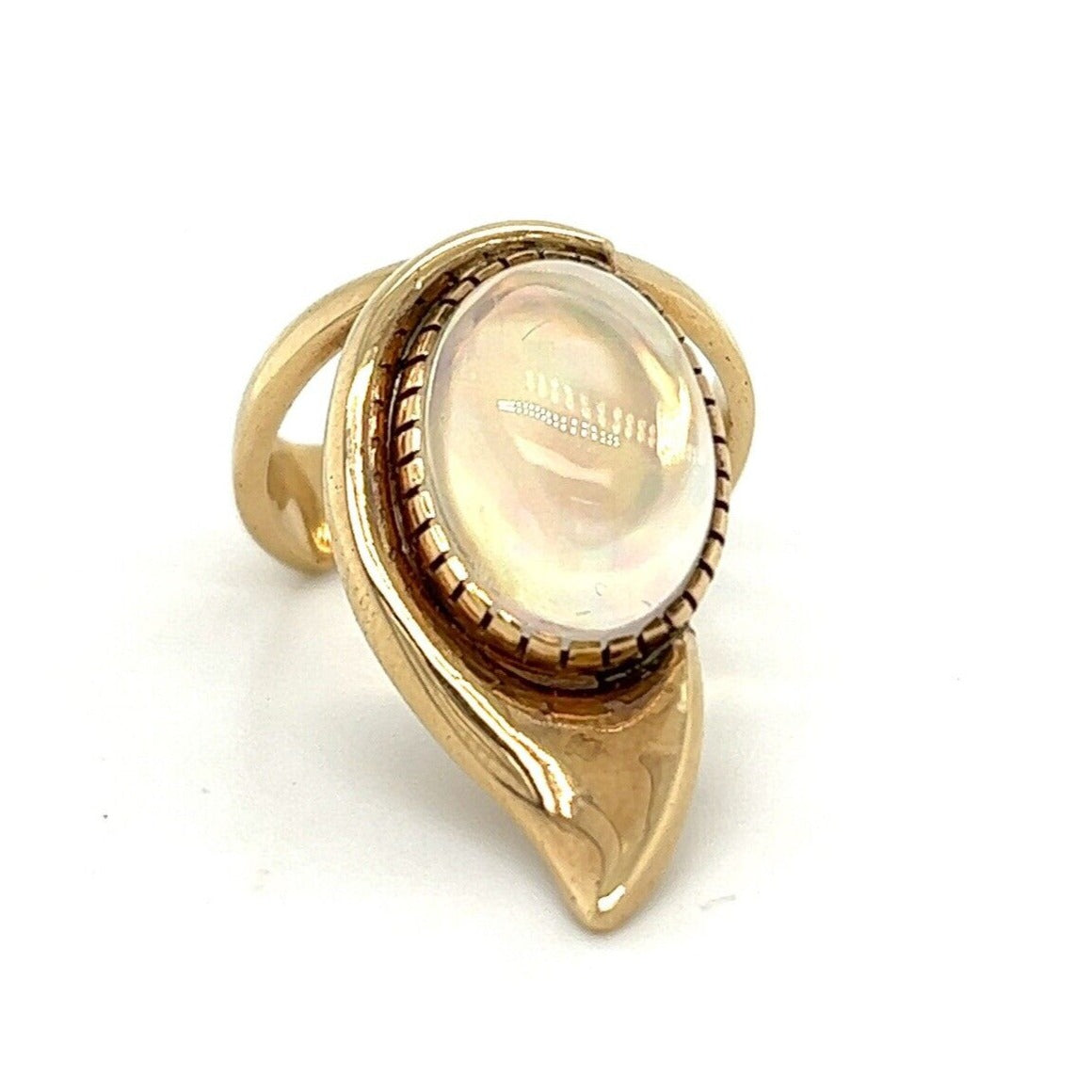 Created Opal Solitaire Ring Real Solid 14k Yellow Gold 7.4g Size 6.75
