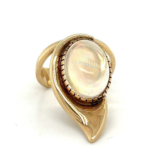 Created Opal Solitaire Ring Real Solid 14k Yellow Gold 7.4g Size 6.75