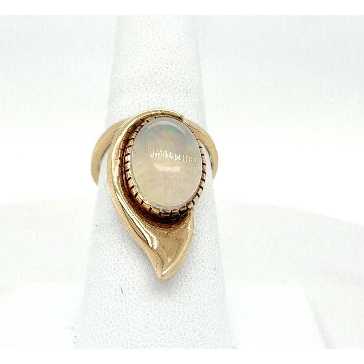 Created Opal Solitaire Ring Real Solid 14k Yellow Gold 7.4g Size 6.75