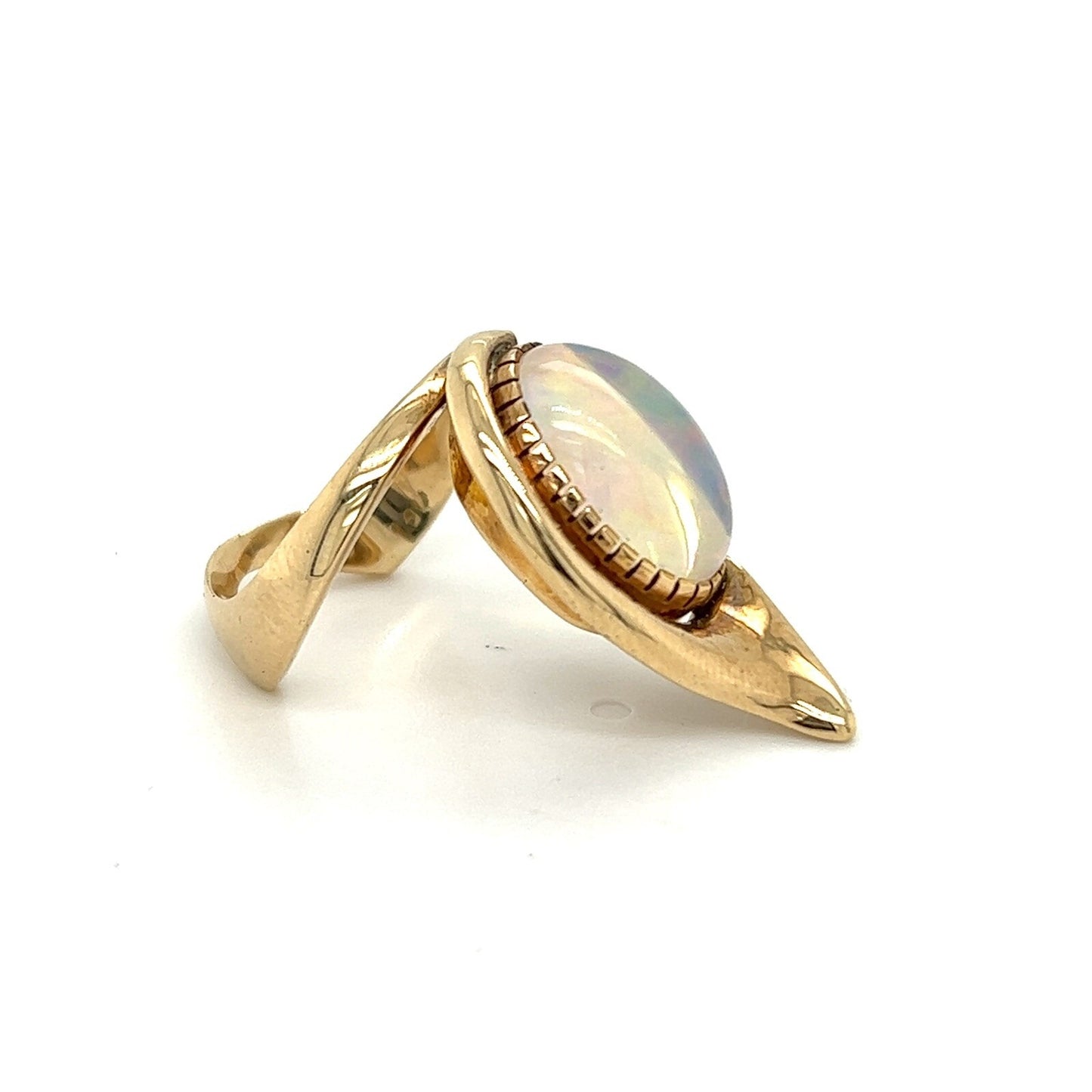 Created Opal Solitaire Ring Real Solid 14k Yellow Gold 7.4g Size 6.75