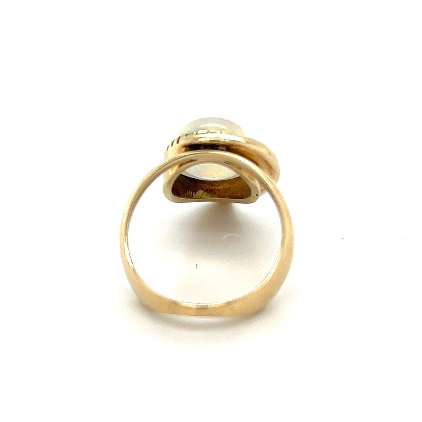 Created Opal Solitaire Ring Real Solid 14k Yellow Gold 7.4g Size 6.75