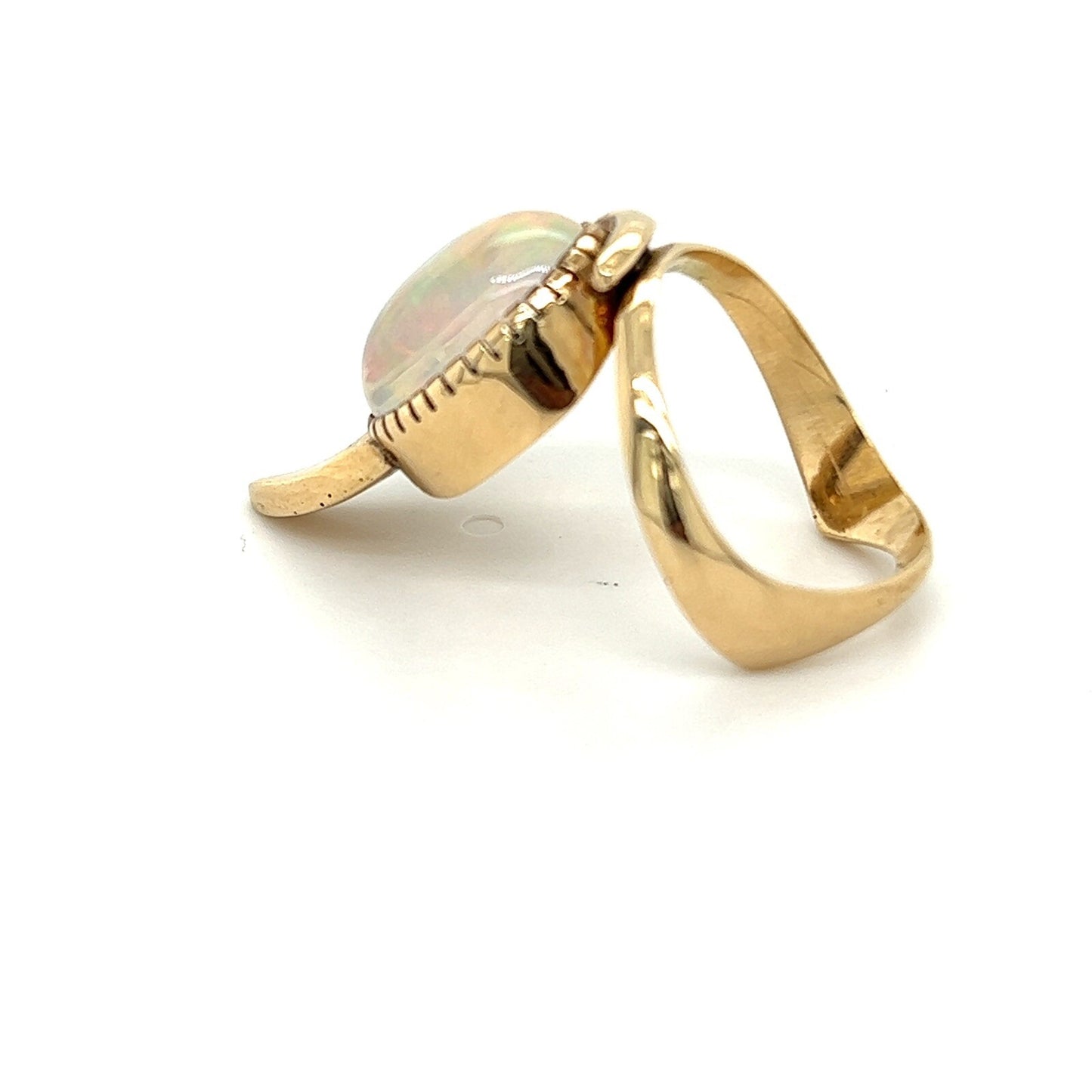 Created Opal Solitaire Ring Real Solid 14k Yellow Gold 7.4g Size 6.75