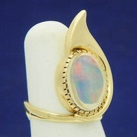 Created Opal Solitaire Ring Real Solid 14k Yellow Gold 7.4g Size 6.75
