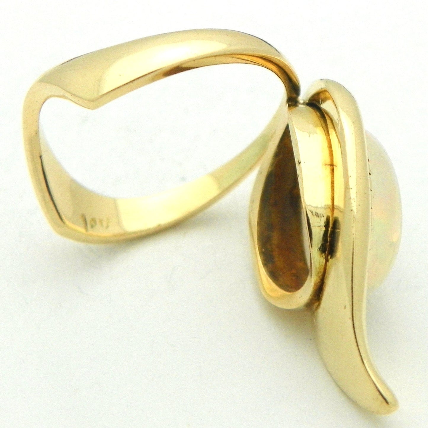 Created Opal Solitaire Ring Real Solid 14k Yellow Gold 7.4g Size 6.75