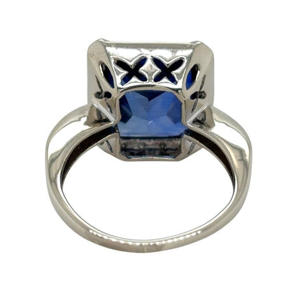 Vintage 10kw Gold Lab Blue Sapphire & Diamond Size 5.25 Ring 4.5g