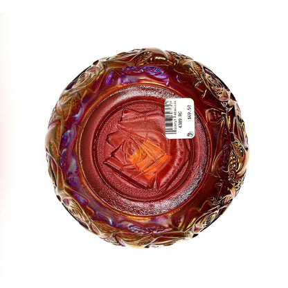 Fenton Ruby Red Carnival ROSE BOWL With Embossed Roses 4389 RC