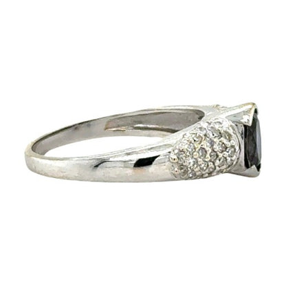 1ct Amethyst & 1/4ct Diamond 18k White Gold Ring 4.2g Size 8