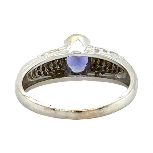 1ct Amethyst & 1/4ct Diamond 18k White Gold Ring 4.2g Size 8