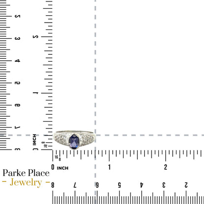 1ct Amethyst & 1/4ct Diamond 18k White Gold Ring 4.2g Size 8