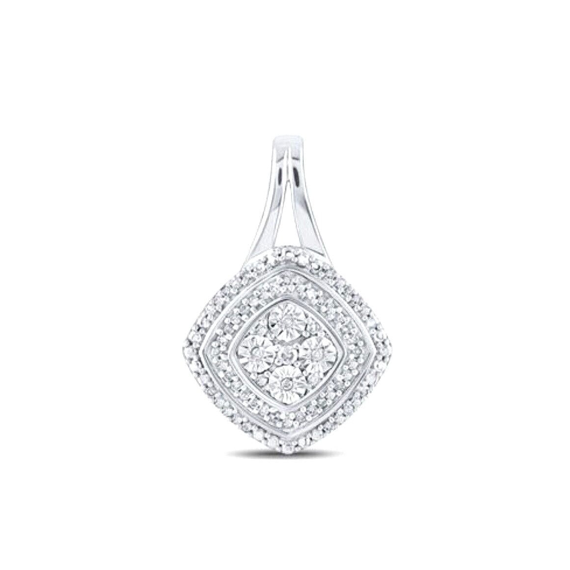 Sterling Silver 1/8 Ctw Diamond  Pendant Round