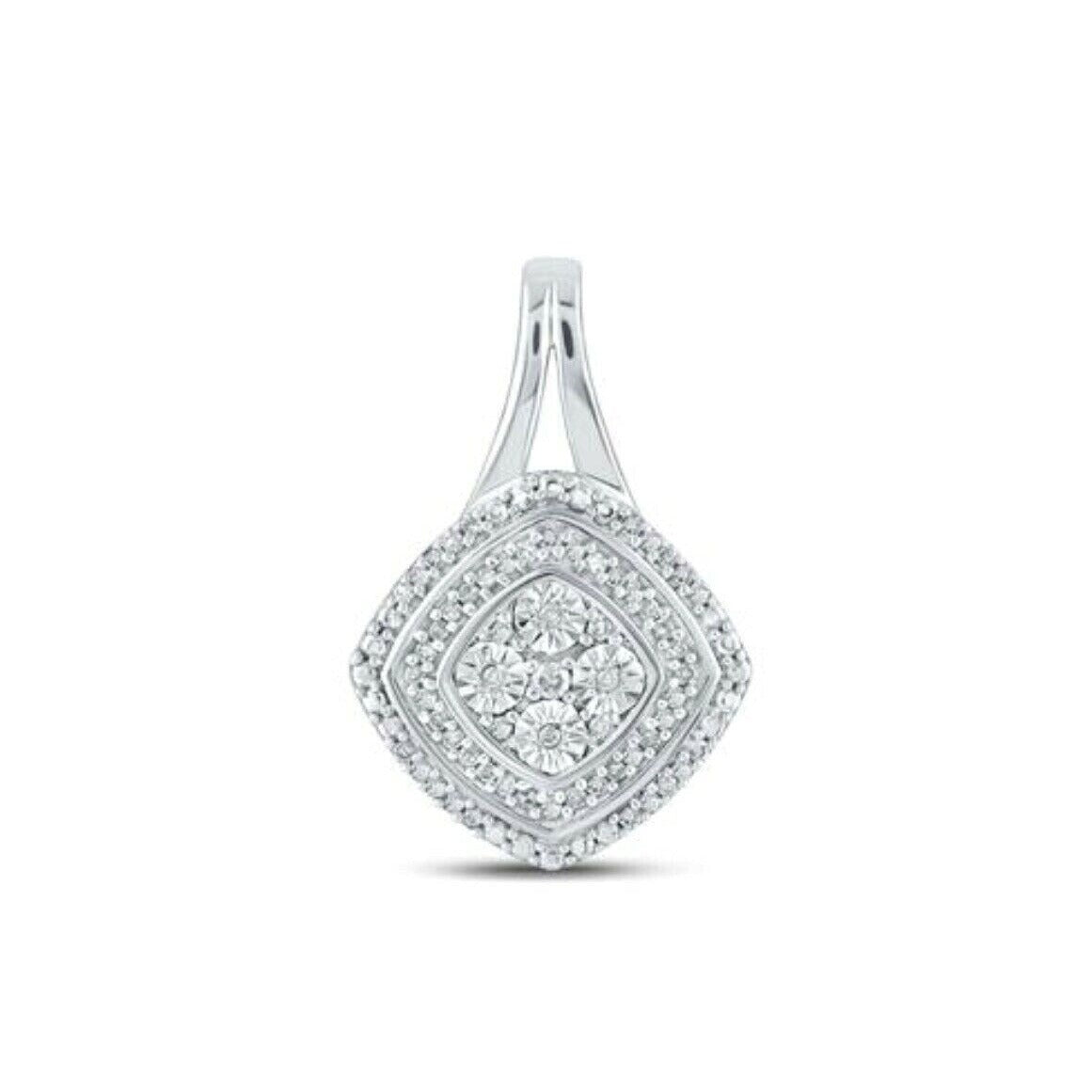 Sterling Silver 1/8 Ctw Diamond  Pendant Round