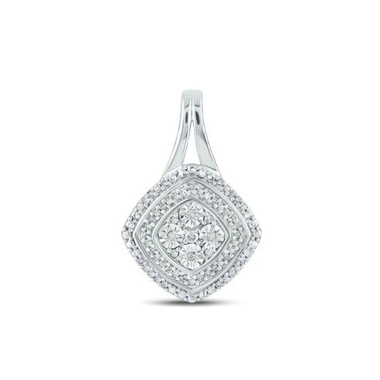 Sterling Silver 1/8 Ctw Diamond  Pendant Round