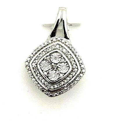 Sterling Silver 1/8 Ctw Diamond  Pendant Round