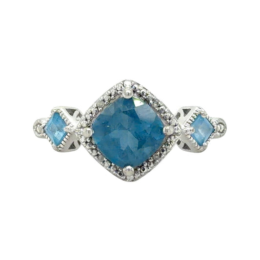 Blue Topaz Sterling Silver Ring 4.4g Size 6.75