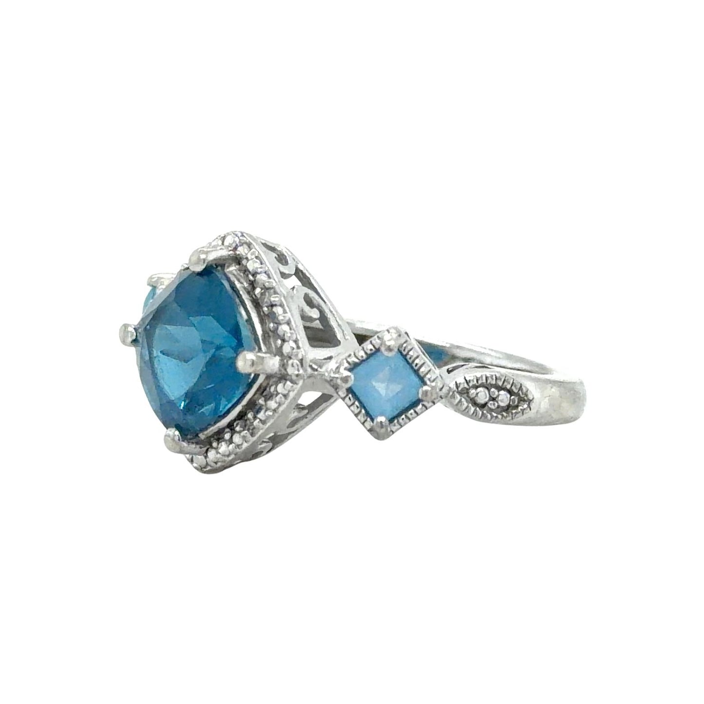 Blue Topaz Sterling Silver Ring 4.4g Size 6.75