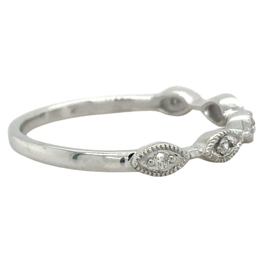 10k White Gold 1/20ctw Stackable Size 7.25 Band Ring 1.6g