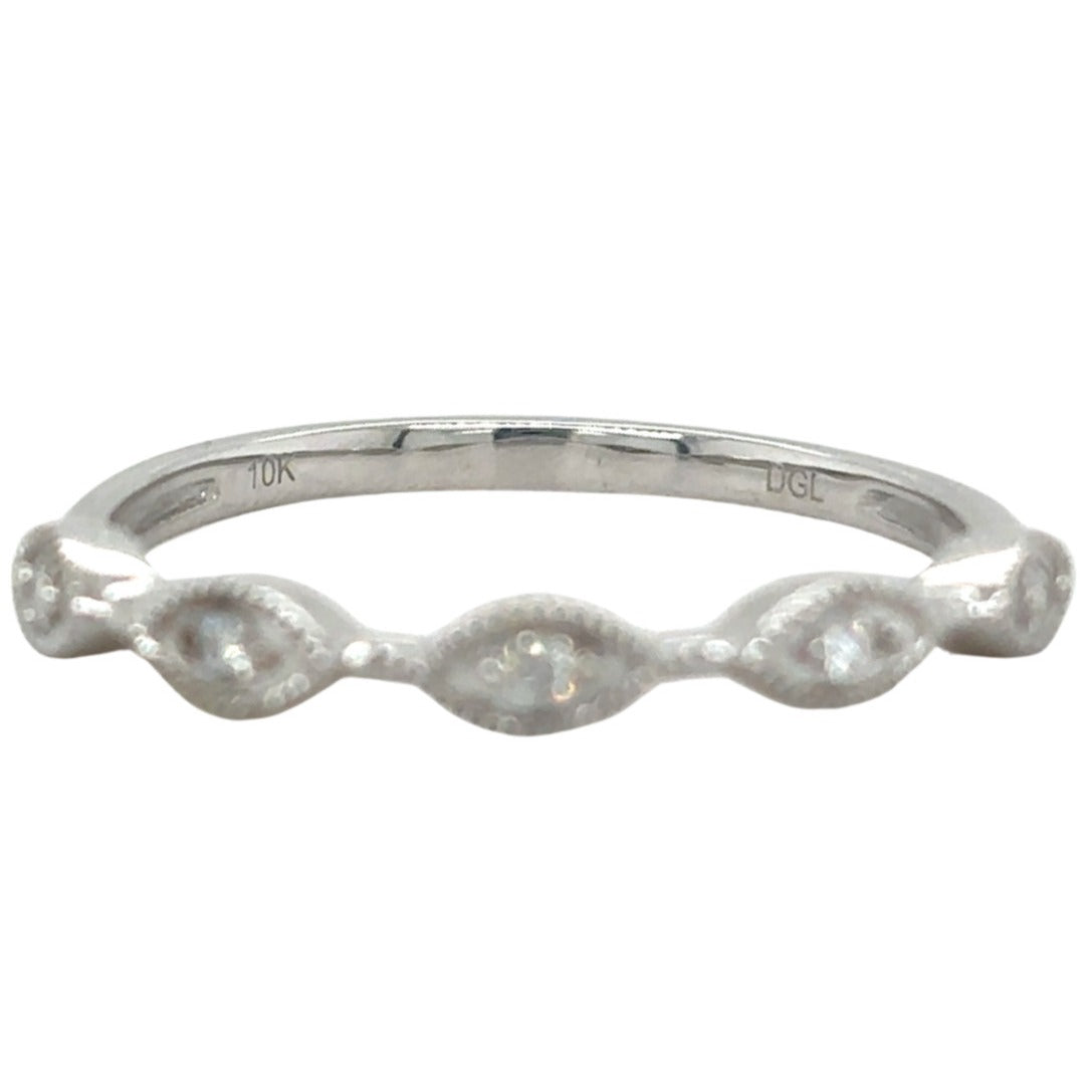 10k White Gold 1/20ctw Stackable Size 7.25 Band Ring 1.6g