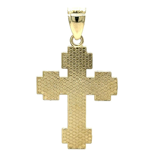 10k Yellow Gold Etched Cross Pendant 1.9g