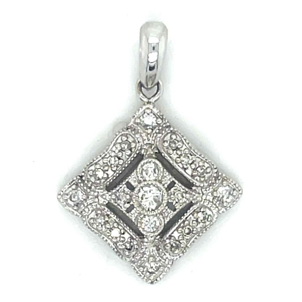 1/4ctw Diamond Pendant REAL Solid 14k White Gold 2.3g