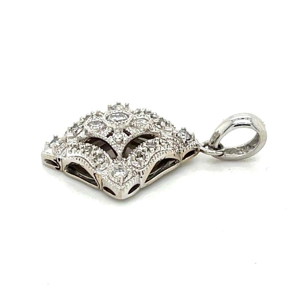 1/4ctw Diamond Pendant REAL Solid 14k White Gold 2.3g
