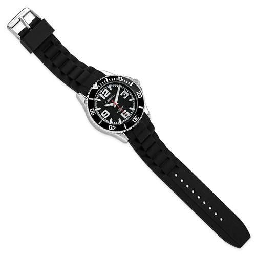 Mens Chisel 44mm Black Silicone Strap Watch