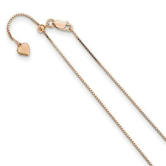 Sterling Silver Rose Gold-Plated Adjustable 22" Box Chain 0.95mm