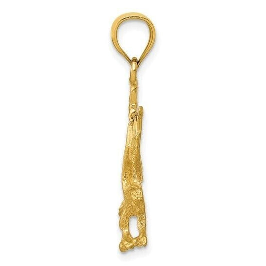 14K Yellow Gold & Rhodium Eagle Pendant Charm