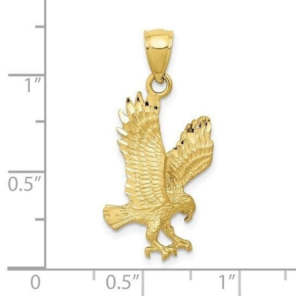 14K Yellow Gold & Rhodium Eagle Pendant Charm