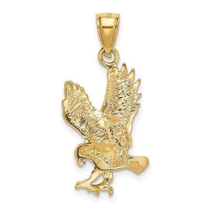 14K Yellow Gold & Rhodium Eagle Pendant Charm